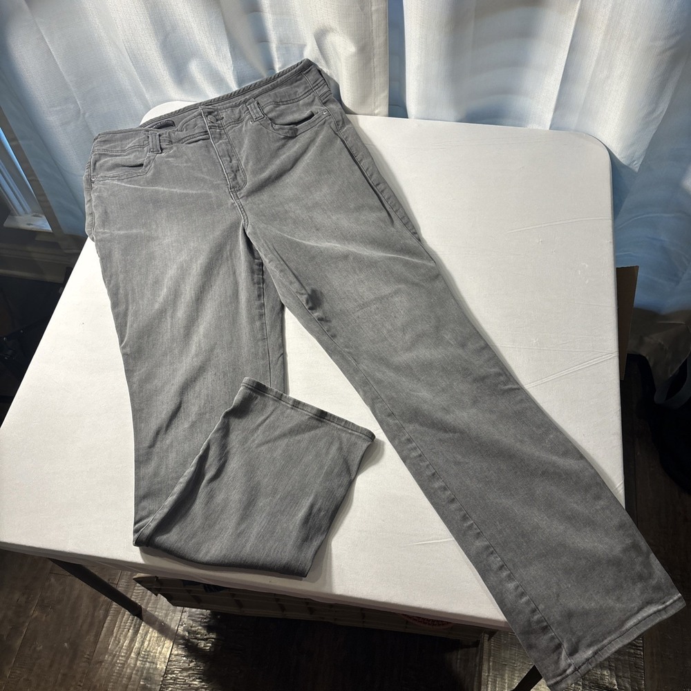 NYDJ Jeans Marilyn Straight Lift Tuck Soft Stretch Denim Women Size 16 Gray